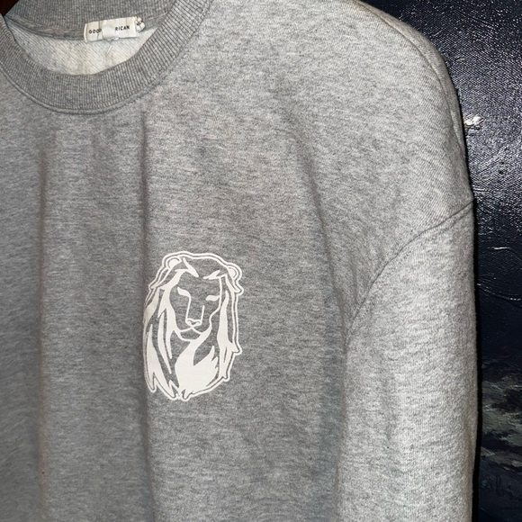 Good American Gray Leo the Lion Crewneck Boyfriend Sweatshirt Size 2 (Medium) - Picture 8 of 10